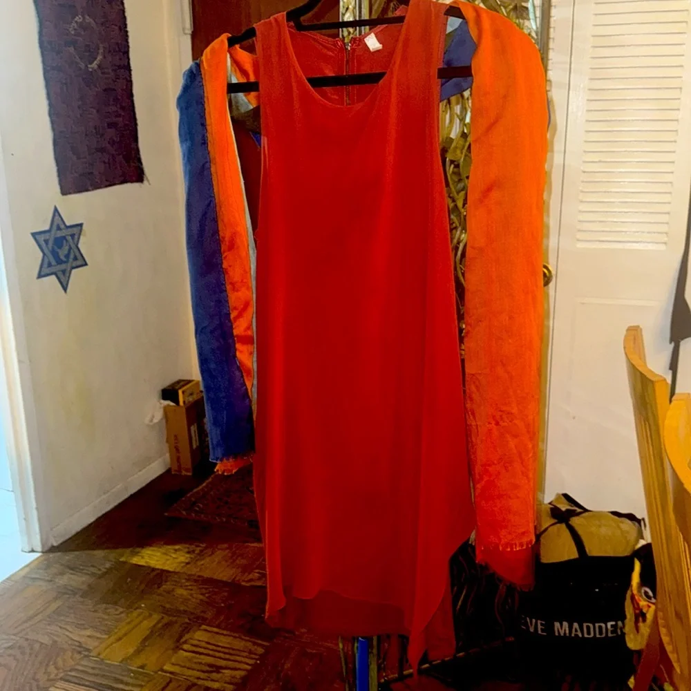 Gentle Fawn bundle: Pumpkin over laywer Dress with Multicolor Scarf - Picture 3 of 6